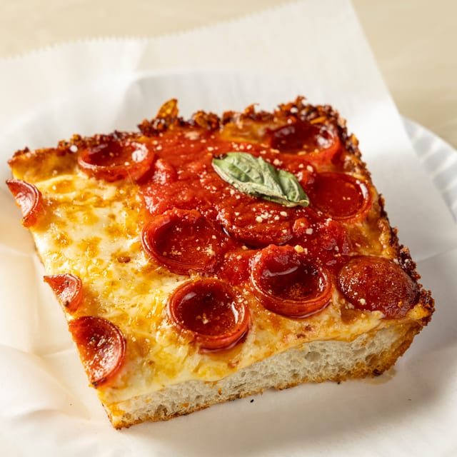 Detroit pepperoni slice.