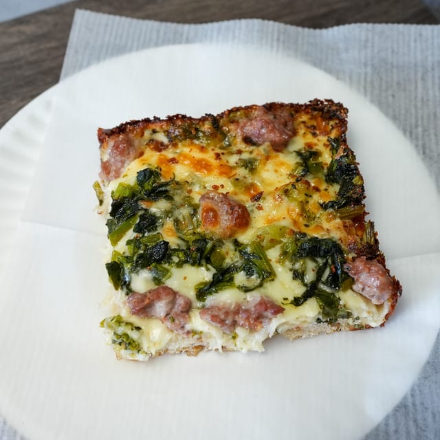 Detroit Sausage & Broccoli Rabe Slice.